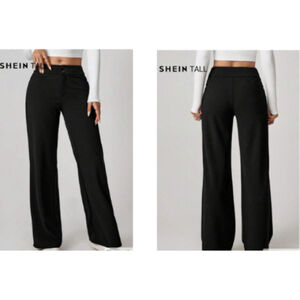 SHEIN Women's Tall XL Black Wide Leg Dress Pants High Rise Solid Comfy Trouser